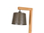 LED Stehlampe aus Holz mit Ablagen & Metallschirm Silber antik, Höhe 165cm
