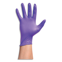 Boîte 100 gants nitrile violet touché texturé amélioré 100% synthétique. Sans protéine latex. Taille L