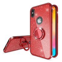 NALIA Ring Case compatible with Apple iPhone XS Max, Glitter Shiny Protective Finger Grip Silicone Cover with Ring Stand Holder 360 Degree, Thin-Fit Sparkle Skin Shockproof Prot...