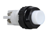Drucktaster, 2-polig, weiß, unbeleuchtet, 2 A/250 V, Einbau-Ø 18.2 mm, IP40/IP65