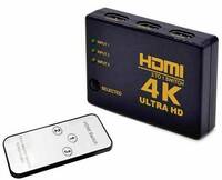 3 port HDMI switch Távirányítóval, 3D lejátszás lehetséges 3840 x 2160 pixel