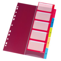 Register A4 PP 1-5 mit Indexblatt farbig, PP, Prägung 1-5, A4, 223 x 297 mm