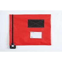 Tamper evident mailing pouch, flat with short zip, red, 336 x 286mm