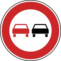 Verkehrszeichen VZ 276 Überholverbot für Kraftfahrzeuge aller Art, Ø 750, Alform, RA 1