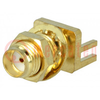 Connector: SMA; socket; female; card edge,with mounting nut; SMT