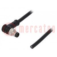 Connecteur: M8; mâle; PIN: 4; angulaires 90°; prise mâle; 3A; 30V; 1m