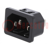 Connector: AC supply; socket; male; 10A; 250VAC; IEC 60320; C14 (E)