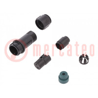 Connector: circular; plug; female; PIN: 2; w/o contacts; for cable