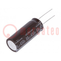 Kondensator: elektrolityczny; THT; 68uF; 450VDC; Ø16x40mm; ±20%
