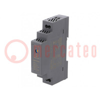 Power supply: switched-mode; for DIN rail; 15W; 24VDC; 630mA; 85%