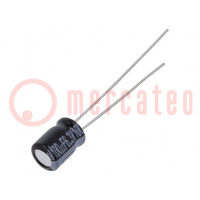 Capacitor: electrolytic; THT; 100uF; 6.3VDC; Ø5x7mm; Pitch: 2mm