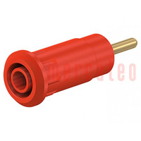 Socket; 2mm banana; Overall len: 29mm; red; plug-in; insulated