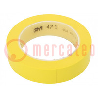 Tape: markerend; geel; L: 33m; W: 25mm; Thk: 0,13mm; 2,5N/cm; 130%