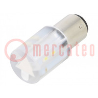 LED lámpa; fehér; BA15D,T20; 24VDC; 24VAC; -20÷60°C; Anyag: műanyag