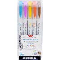 Ecsetirón Zebra Mildliner Brush&Marker Warm 5-ös készlet