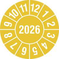 Prüfplaketten mit 4-stelliger Jahreszahl, 15 Stück/Bogen, selbstklebend, 3,0 cm Version: 2026 - Prüfplakette 2026