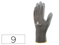 GUANTES DELTAPLUS POLIESTER ANTIDESLIZANTE LAVABLE ESPECIAL PARA MANIPULACION Y MANUTENCION GRIS TALLA 9