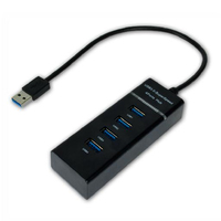 MCL USB3-M104B/N hub de interfaz USB 3.2 Gen 1 (3.1 Gen 1) Type-A Negro