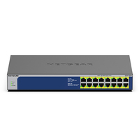 NETGEAR GS516PP Nie zarządzany Gigabit Ethernet (10/100/1000) Obsługa PoE Niebieski, Szary