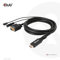 CLUB3D CAC-1712 video átalakító kábel 2 M VGA (D-Sub) + 3.5mm HDMI + Micro-USB Fekete