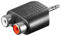 Goobay Cinch-Adapter, AUX-Klinke 3,5-mm-Stecker zu 2x Stereo-Buchse, ABS, schwarz