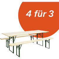 Deal: 4 pour 3, ensemble table et bancs de brasserie