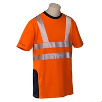 T-Shirt HI-VISION Basic, kurzarm, Very High Protection - Schutz, floreszierend, Orange-Blau, Gr. M
