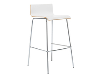 Design Barhocker mit Rückenlehne, Sitzschale Duropal Weiß, Höhe 91cm