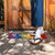 Relaxdays Fußmatte Kokos, Hello-Schriftzug, 75 x 25 cm, Regenbogen, Abtreter innen & außen, wetterfeste Türmatte, bunt