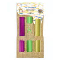 Colour: Knitting Pins: Double-Ended: 3 Sets of 5 in Jute Case: Assorted Sizes