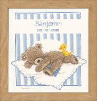 Counted Cross Stitch Kit: Birth Record: Popcorn Bear & Souffl‚ Duck