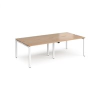 Adapt double back to back desks 2400mm x 1200mm - white frame and beech top