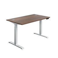 Jemini Sit/Stand Desk Cable Port 1400x800x630-1290mm Dark Walnut/White KF809876