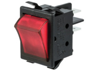 Wippschalter, rot, 2-polig, Ein-Aus, Ausschalter, 16 (4) A/250 VAC, beleuchtet,