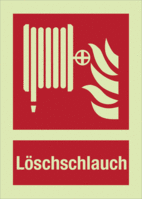 Brandschutzschild - Löschschlauch, Rot, 37.1 x 26.2 cm, Folie, Selbstklebend