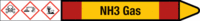 Rohrmarkierer mit Gefahrenpiktogramm - NH3 Gas, Rot/Gelb, 2.6 x 25 cm, Seton