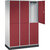 Armario guardarropa de acero de dos pisos INTRO, A x P 1220 x 500 mm, 6 compartimentos, cuerpo gris luminoso, puertas en rojo rubí.