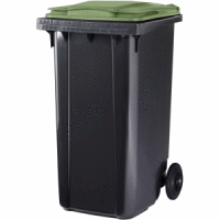 Abfall-Container 240l 2 Räder grau grüner Deckel