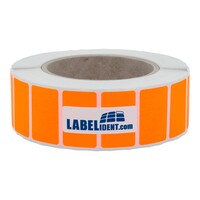 Thermotransfer-Etiketten 38 x 23 mm, 2.000 Papieretiketten auf 1 Rolle/n, leuchtorange, 3 Zoll (76,2 mm) Kern, permanent