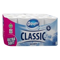 Toalettpapír OOOPS! Classic Sensitive 3 rétegű 16 tekercs