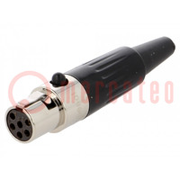 Plug; XLR mini; female; PIN: 6; for cable; soldering; 1.2A; 0.38mm2