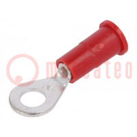 Tip: ring; M4; Ø: 4.32mm; crimped; for cable; insulated; tinned; red
