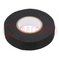 Tape: textile; W: 19mm; L: 15m; Thk: 0.13mm; modified acryl; black