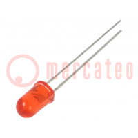 LED; 5mm; rosso; 1200mcd; 15°; Frontale: convesso; 1,8÷2,4V