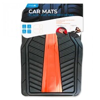 BLACK PVC CAR MATS WITH RED DETAIL
