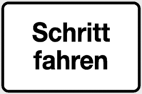 Hinweisschild - Schritt fahren, Schwarz/Weiß, 15 x 25 cm, Folie, Selbstklebend