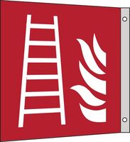 Fahnenschild - Feuerleiter, Rot, 15 x 15 cm, Aluminium, Für außen und innen