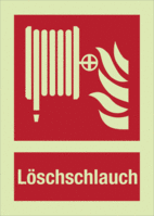 Brandschutzschild - Löschschlauch, Rot, 18.5 x 13.1 cm, Folie, Selbstklebend