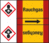 Rohrmarkierungsband mit Gefahrenpiktogramm - Rauchgas, Rot/Gelb, 10.5 x 12.7 cm