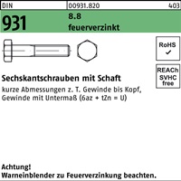 Sechskantschraube DIN 931 Schaft M24x 10